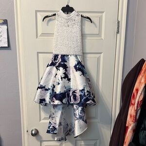 Speechless White and Blue Floral High-Low Dress